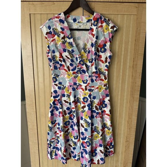 Boden Women Dress Floral Shift Dress US Size 2 R Clemmie Fit & Flare V-neck - Picture 2 of 5